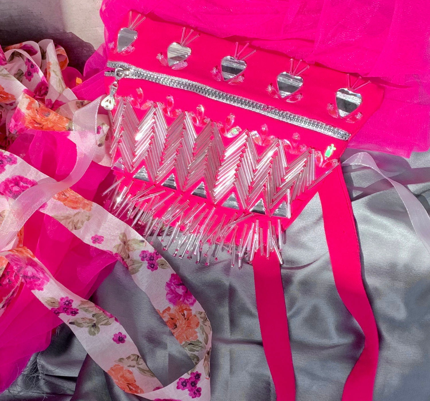 Mirror and Glassbeads handwork Waistbag