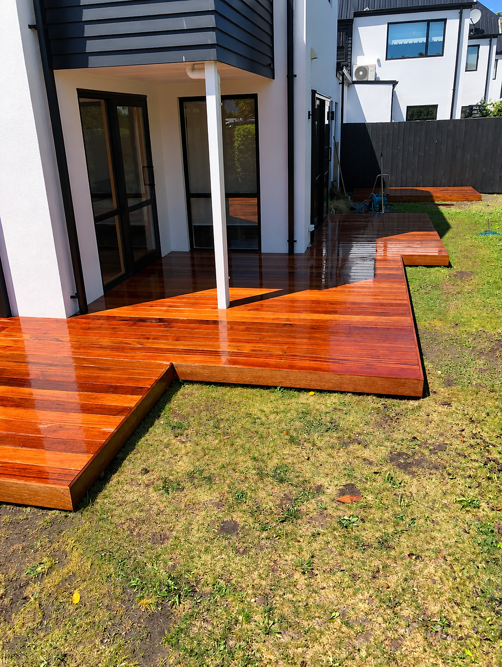 Completed Kwila deck wrapping around a home in Merivale, Christchurch