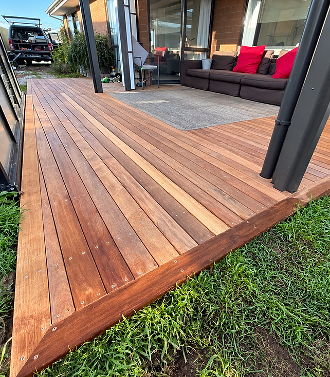 Kwila deck extension with level accessible entry in Marshland, Christchurch