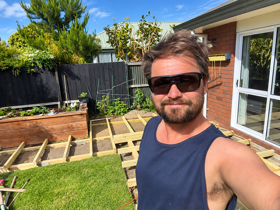 Aaron from Built by Aaron on a deck build in Canterbury