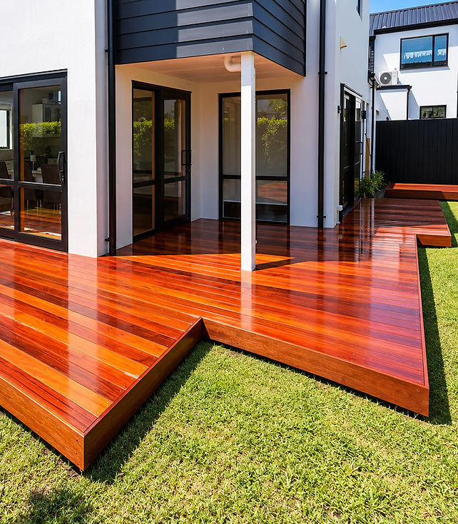 Finished Kwila deck over existing concrete in Merivale, Christchurch