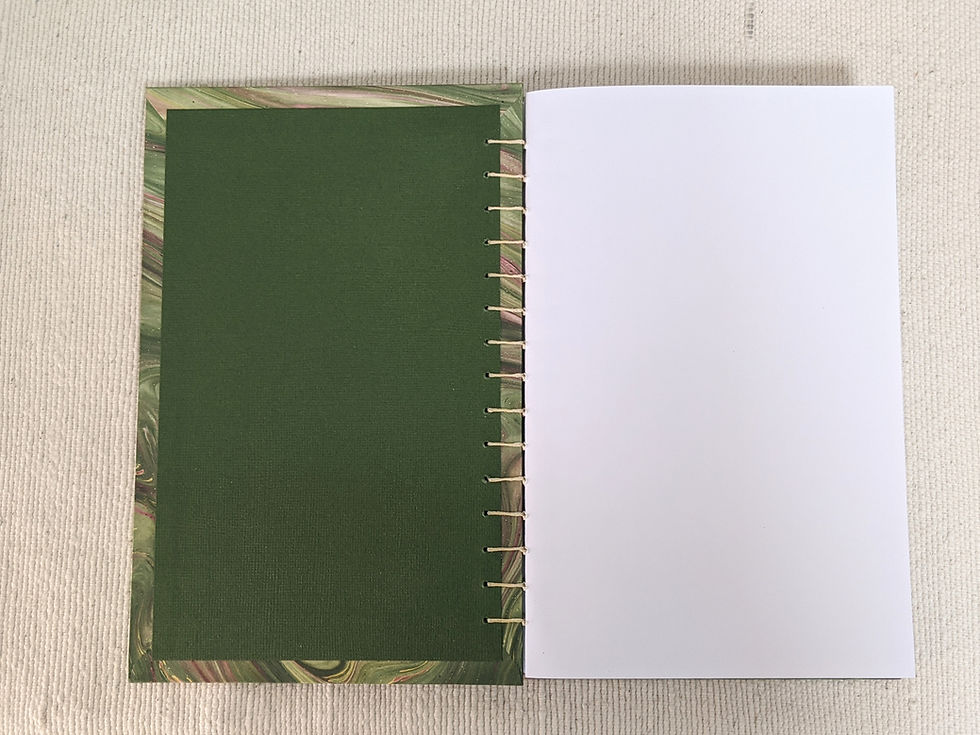 Thumbnail: Hand Bound Journal with Green Marbling Cover