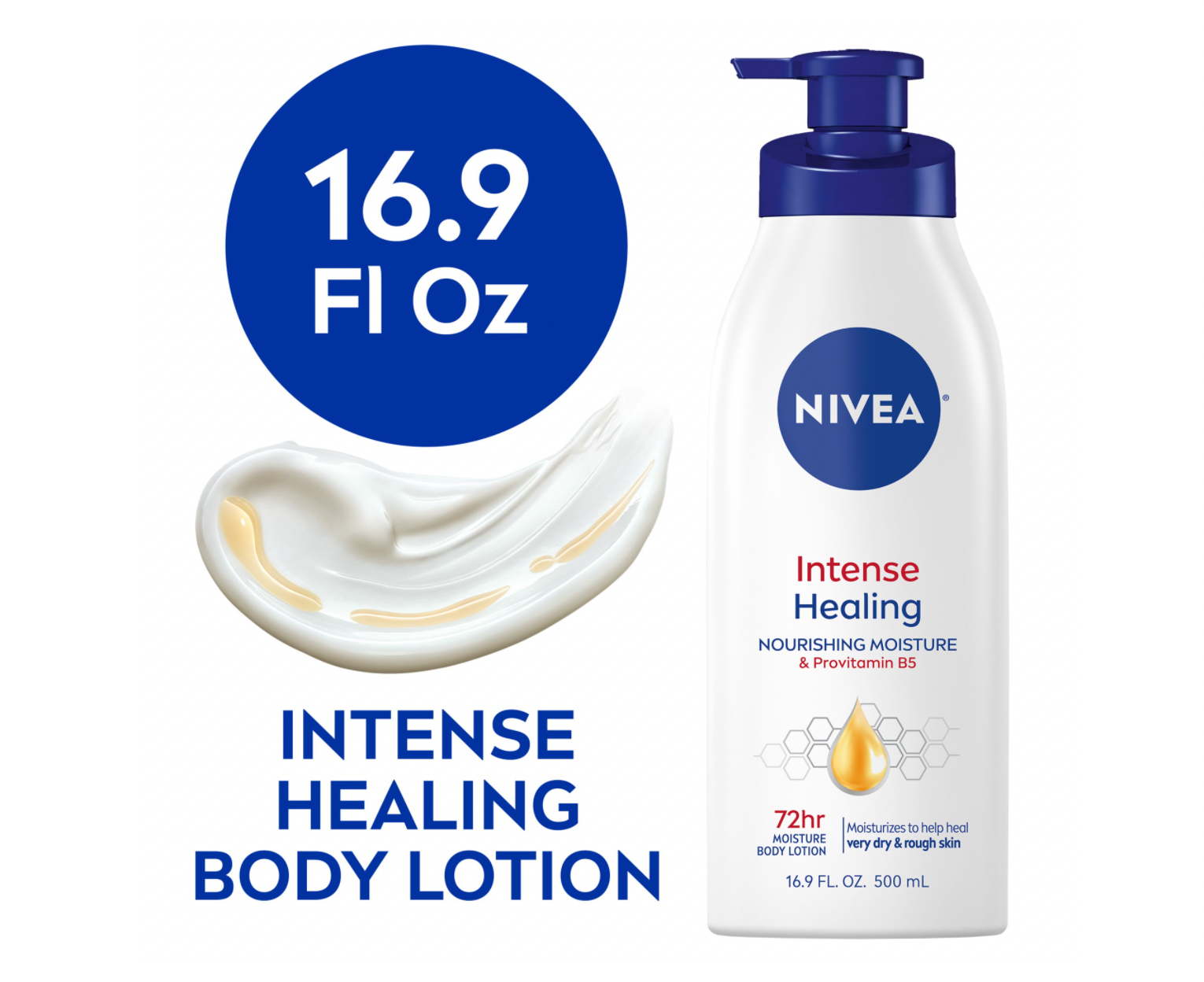 NIVEA Intense Healing Body Lotion, 72 Hour Moisture for Dry to Very Dry Skin, 16