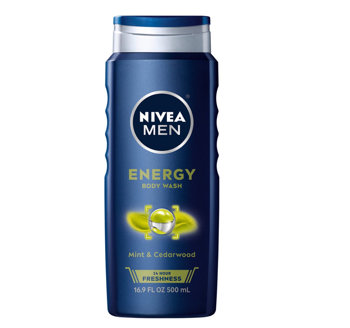 NIVEA MEN Energy Body Wash for Mint Extract, 16.9 Fl Oz Bottle