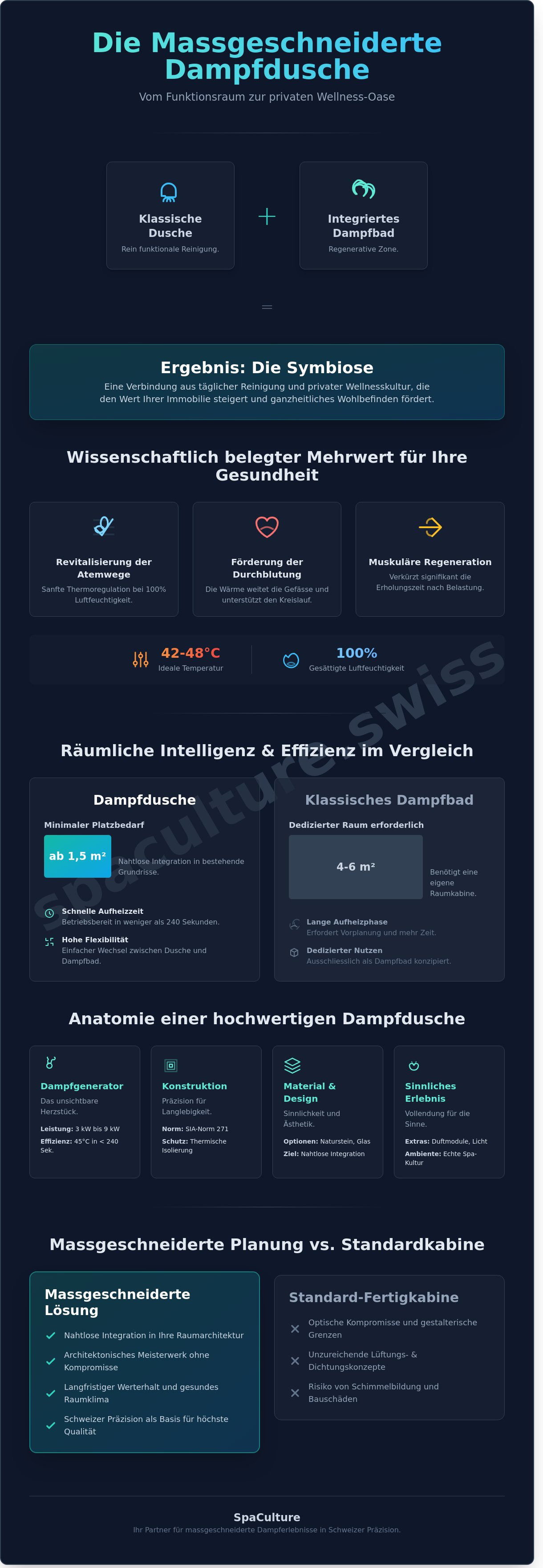 Dampfdusche infographic - visual guide