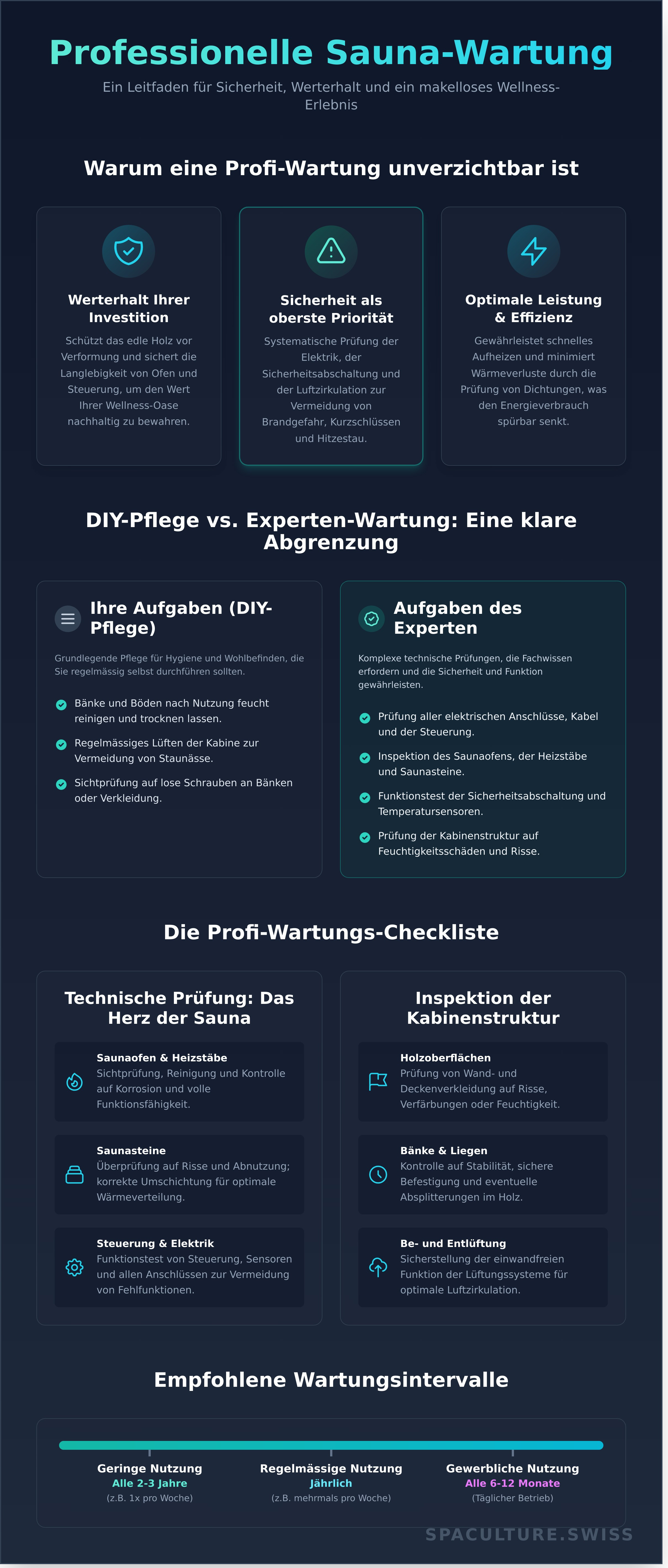 Sauna wartungsservice infographic - visual guide