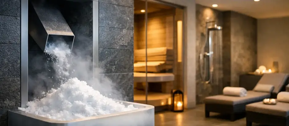 Schneedusche im Wellnessbereich integrieren