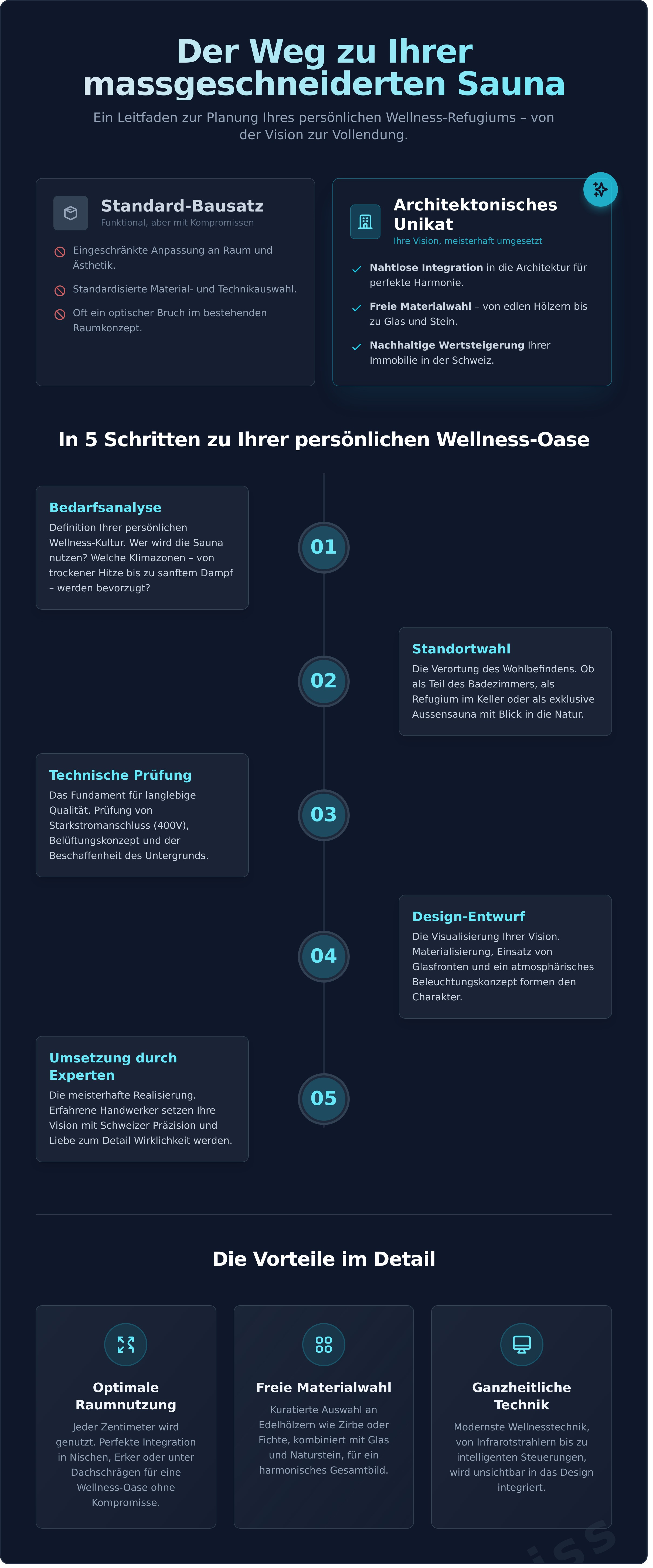 Individuelle sauna planen infographic - visual guide
