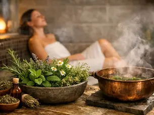 Kräuterdampfbad im Hotel-Wellnessbereich