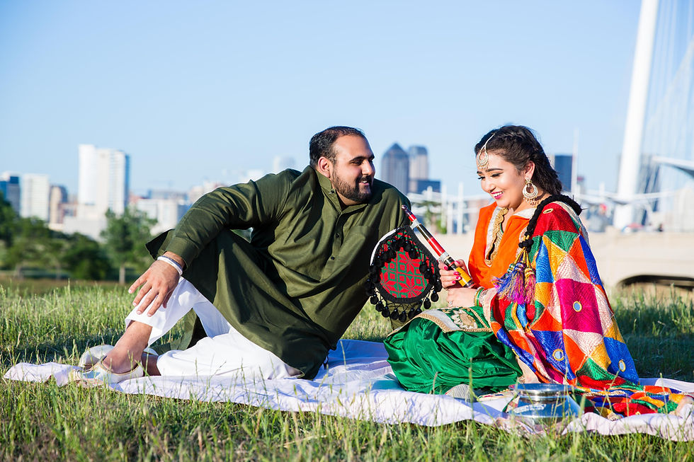Punjabi Engagement Shoot in Dallas - Margaret Hunt Hill Bridge