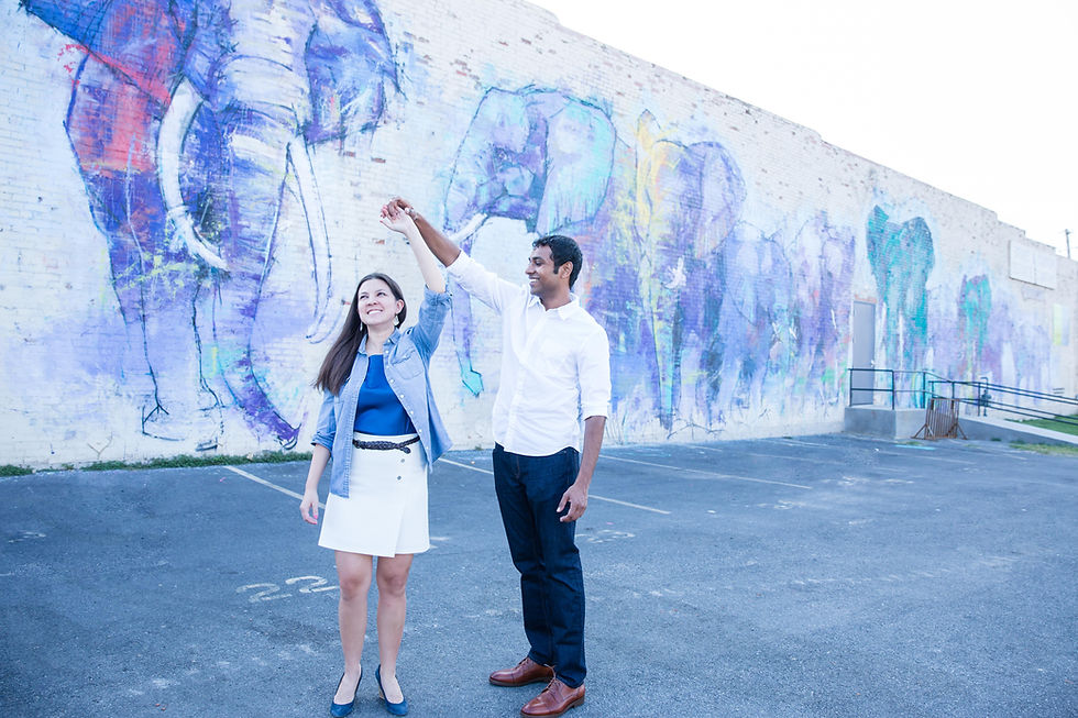 Dallas Deep Ellum Elephant Mural Engagement Photoshoot Sree & Ann