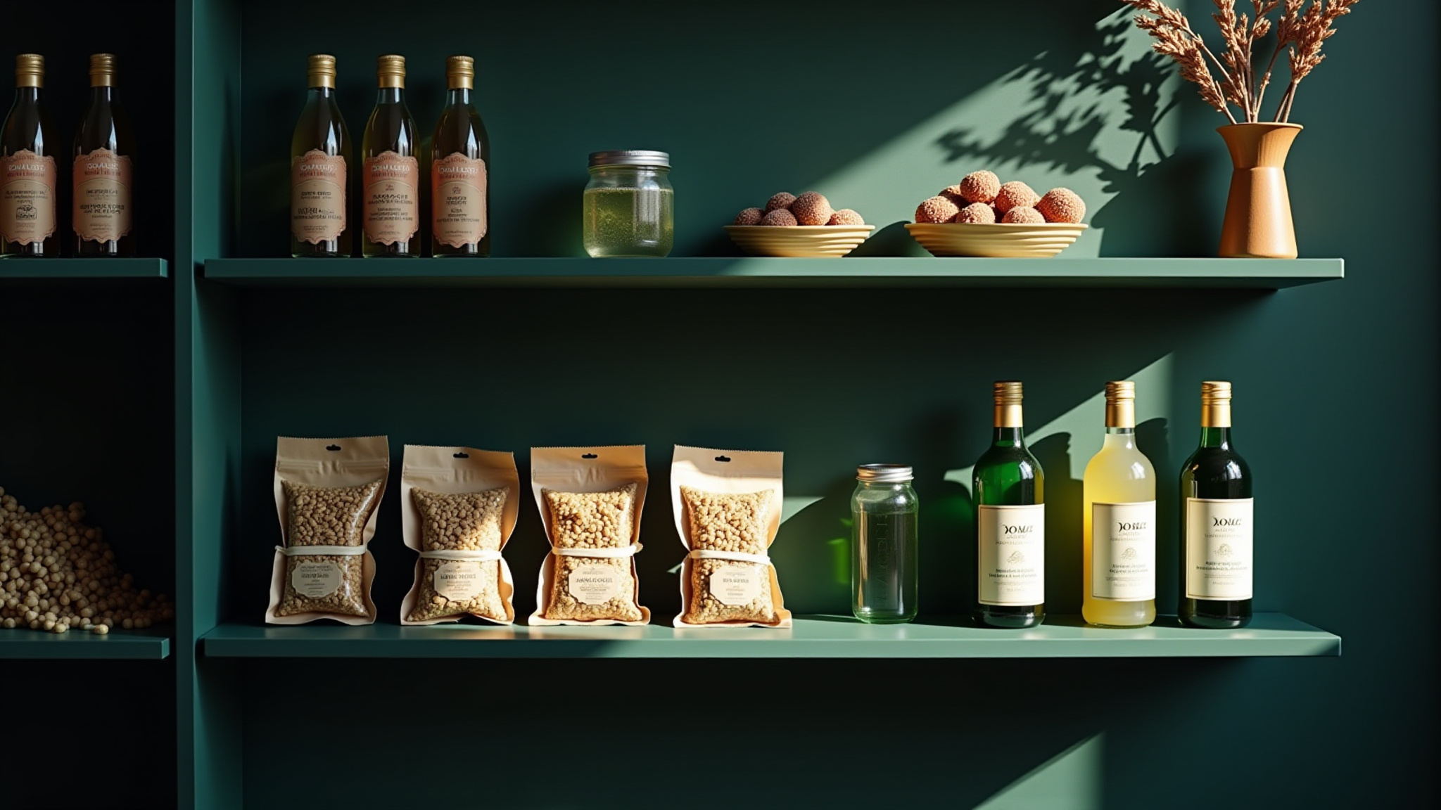 Glass jar filled with popcorn and snacks displayed in modern pantry setup for vending service
