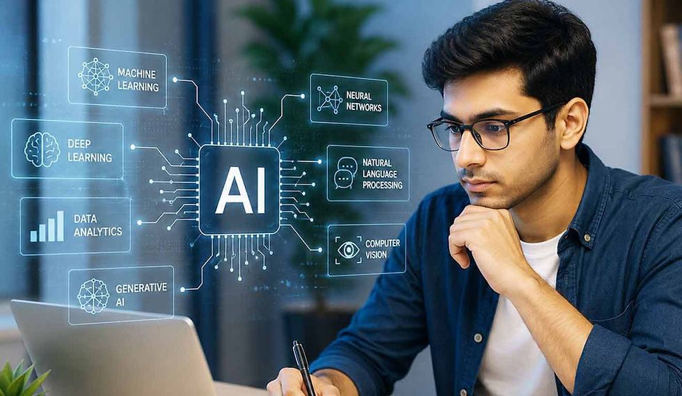 Student learning artificial intelligence, machine learning and Generative AI through an online course