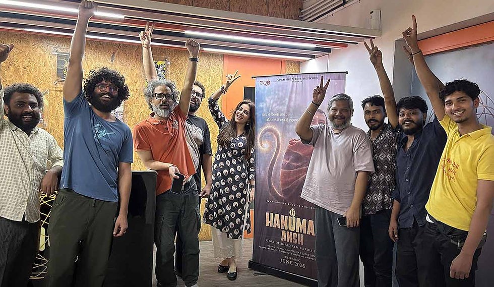Hanuman Ansh film team celebrating the movie inspired by the life and teachings of Neem Karoli Baba.