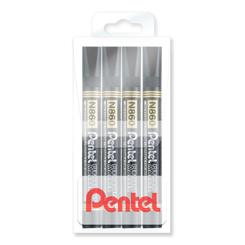 Permanent Marker Chisel Point 4 Black Ink Wallet (N860-4A)