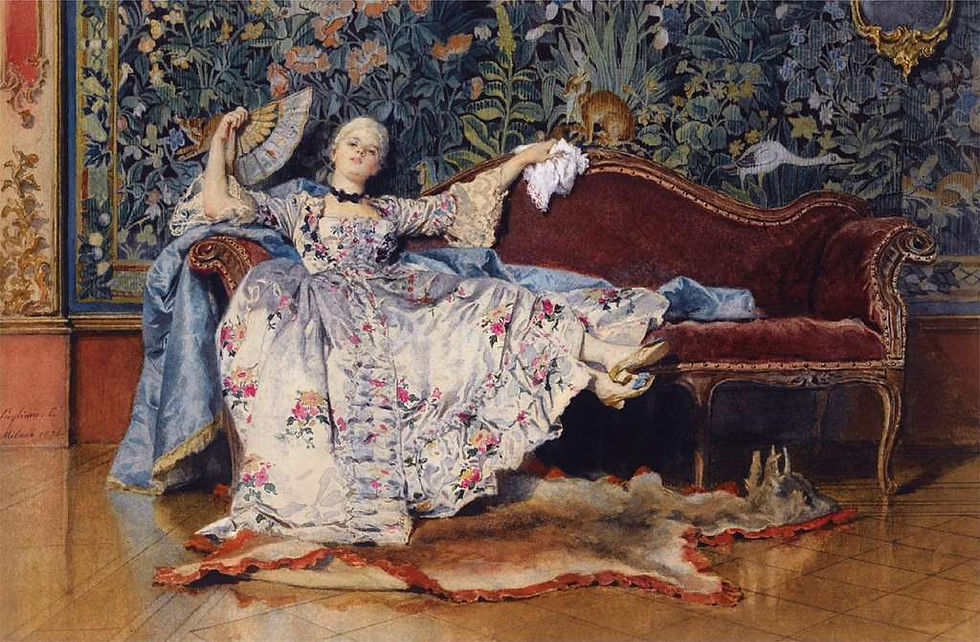 Ležeča dama s pahljačo (A reclining lady with a fan), Eleuterio Pagliani (1826-1903)