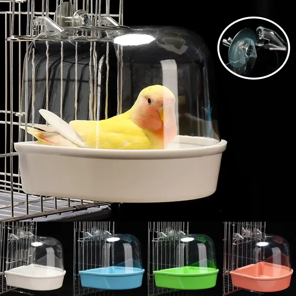 Clear Hanging Bird Bath for Cage Parakeet Bird Cage Accessories Parrots Bathtub