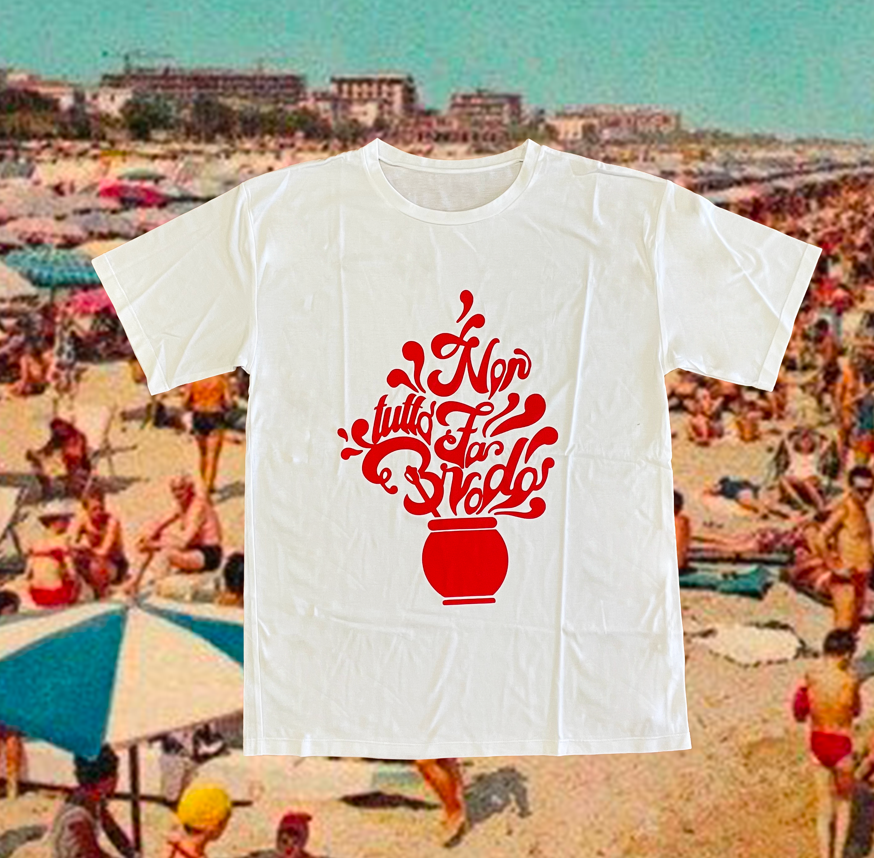 T-shirt NON TUTTO FA BRODO white + rosso