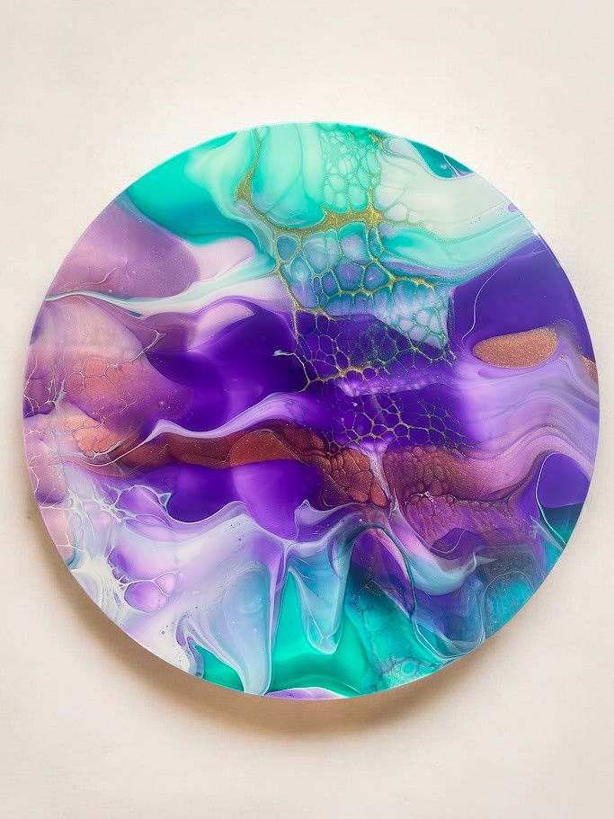 Painting Purple Turquoise and Gold 30cm-Photoroom