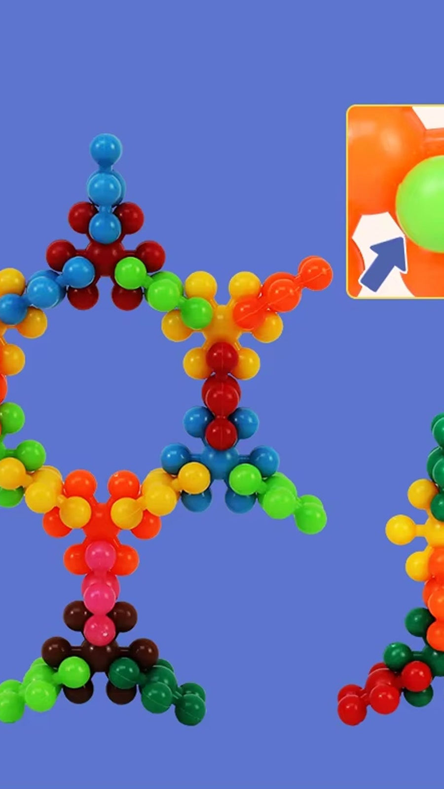 Thumbnail: Star Interlocking Building Blocks Set - 100 Pcs Colorful Stars