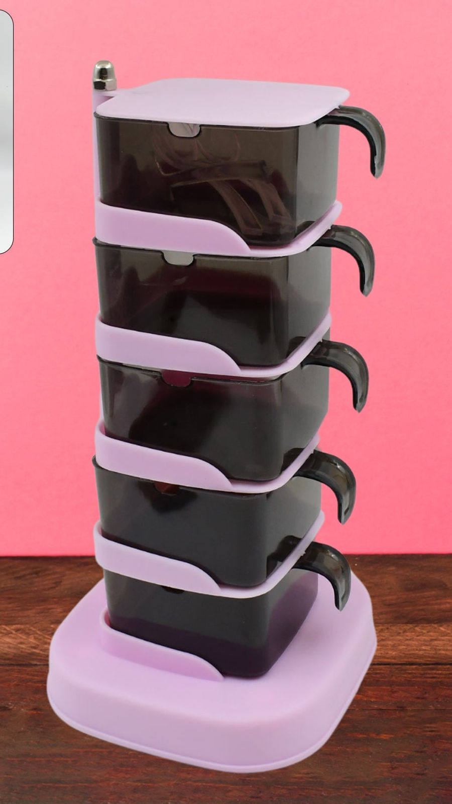 Rotating Spice Jars with 5 Tiers & Spoons (1 Set)