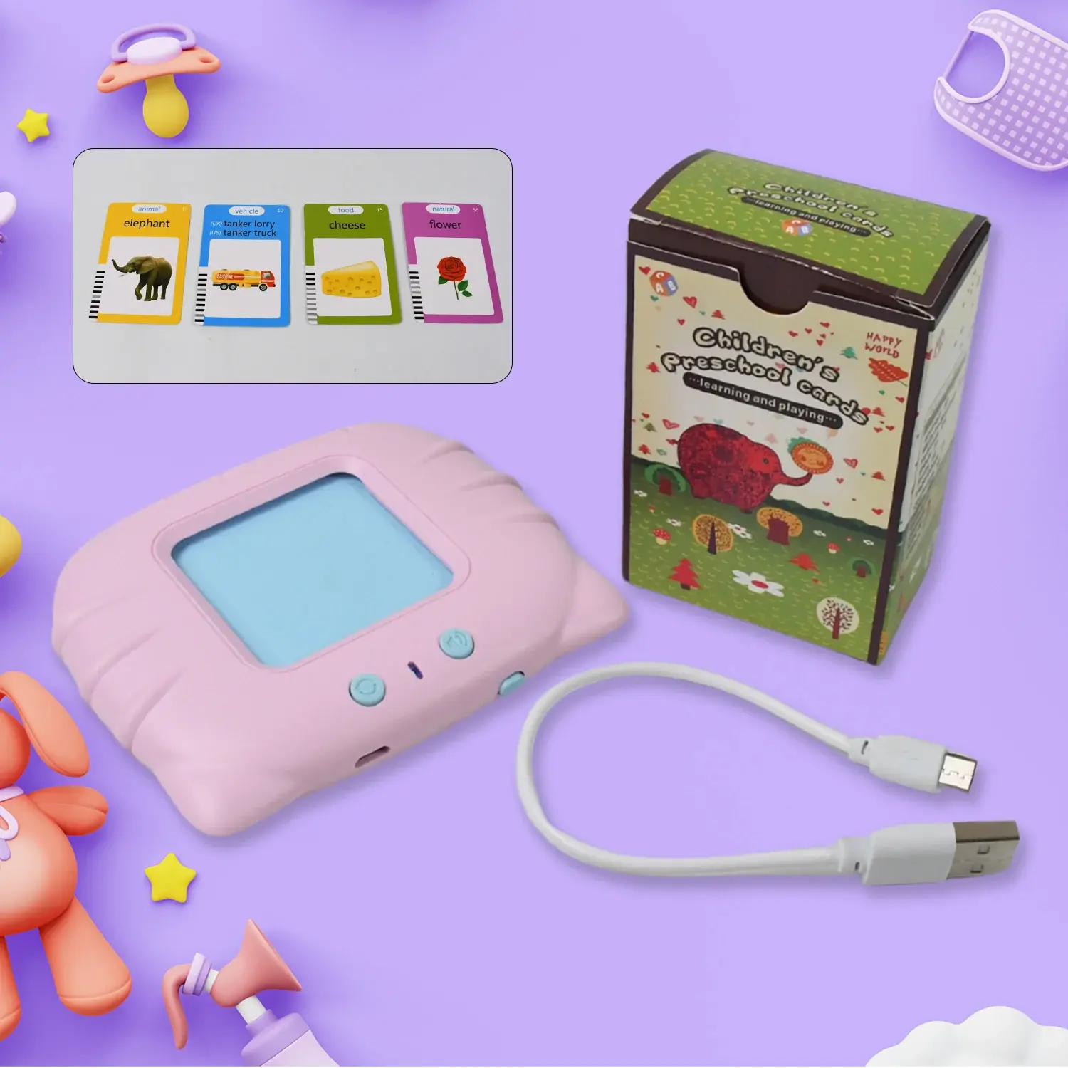 Preschool Learning Toys Flash Cards for Small Kids with 224 English Words