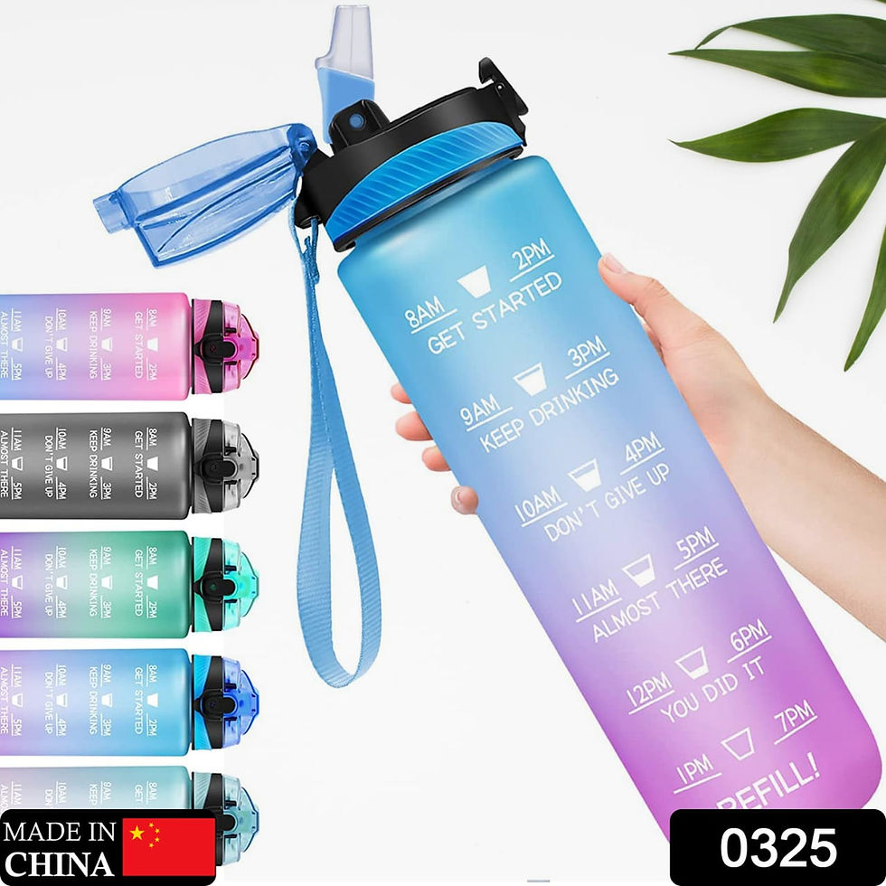 Thumbnail: Motivational Water Bottle with Straw & Time Marker for Gym & Outdoor Use