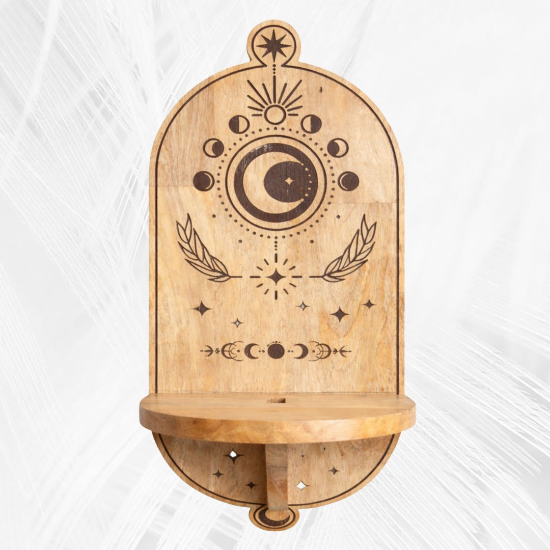 Moon Phase & Tree Arched Wall Shelf