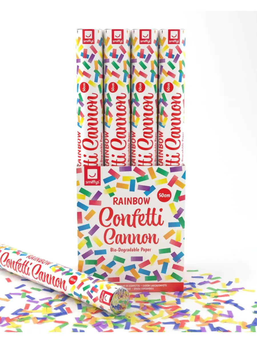 50CM PARTY TIME CONFETTI CANNON, RAINBOW