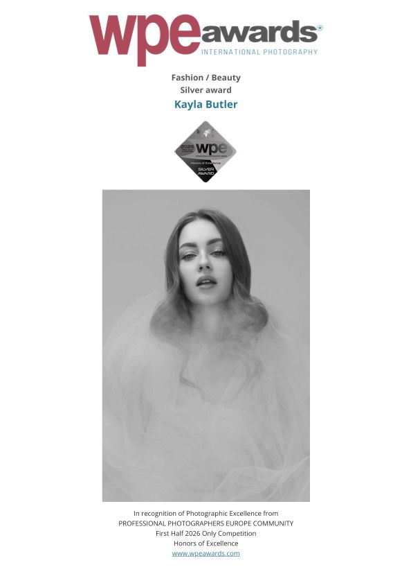 WPE3 - International Photographers Awards - Certificate delivered to Kayla Butler