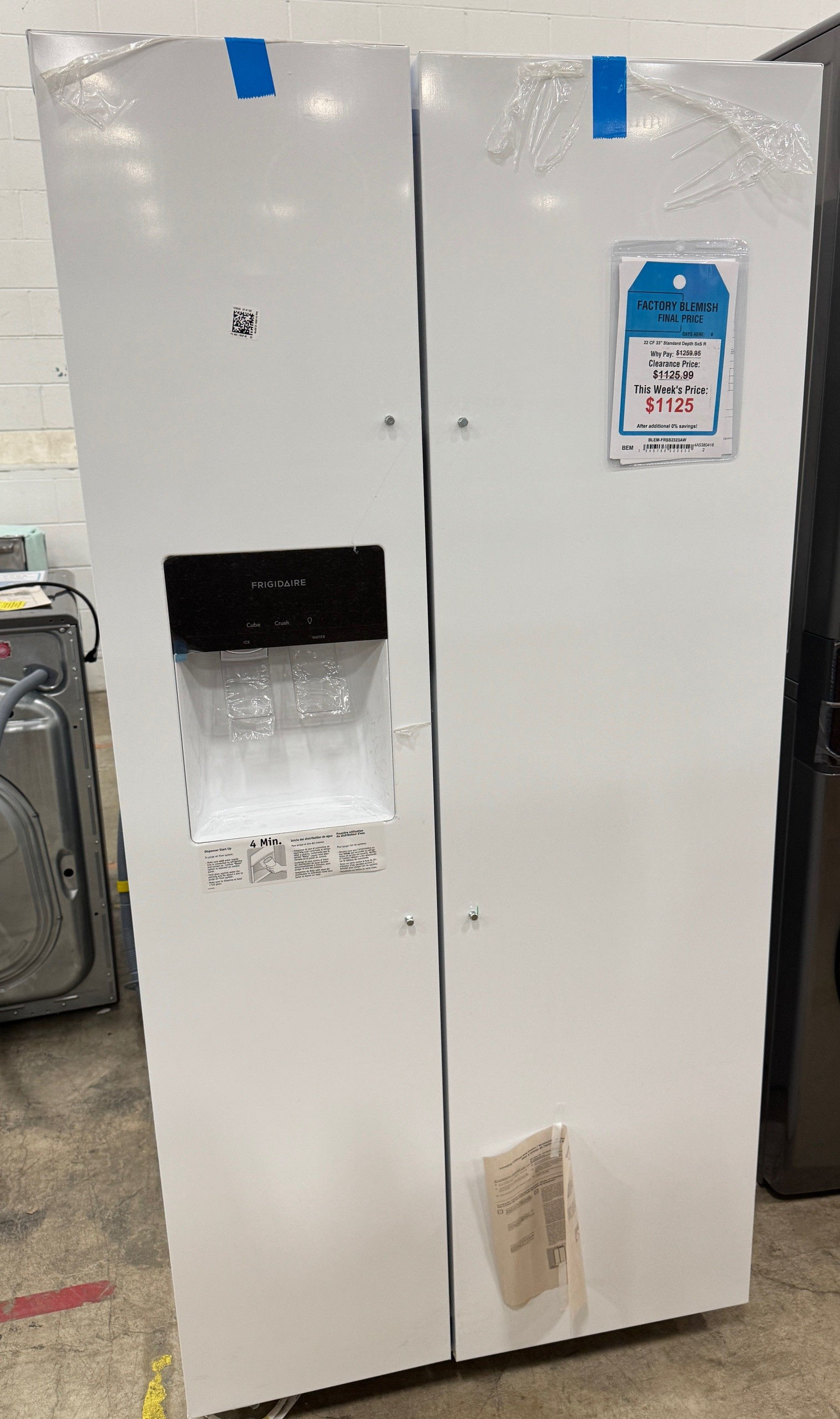 Frigidaire 22 CF Side By Side Refrigerator White (46198 50)