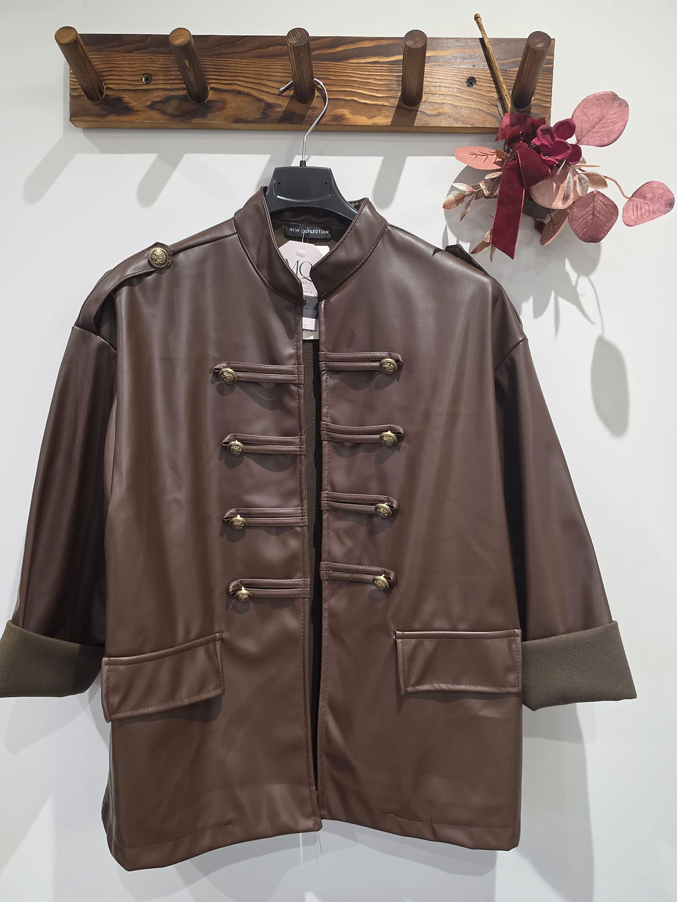 Thumbnail: Faux Leather Military Style Jacket
