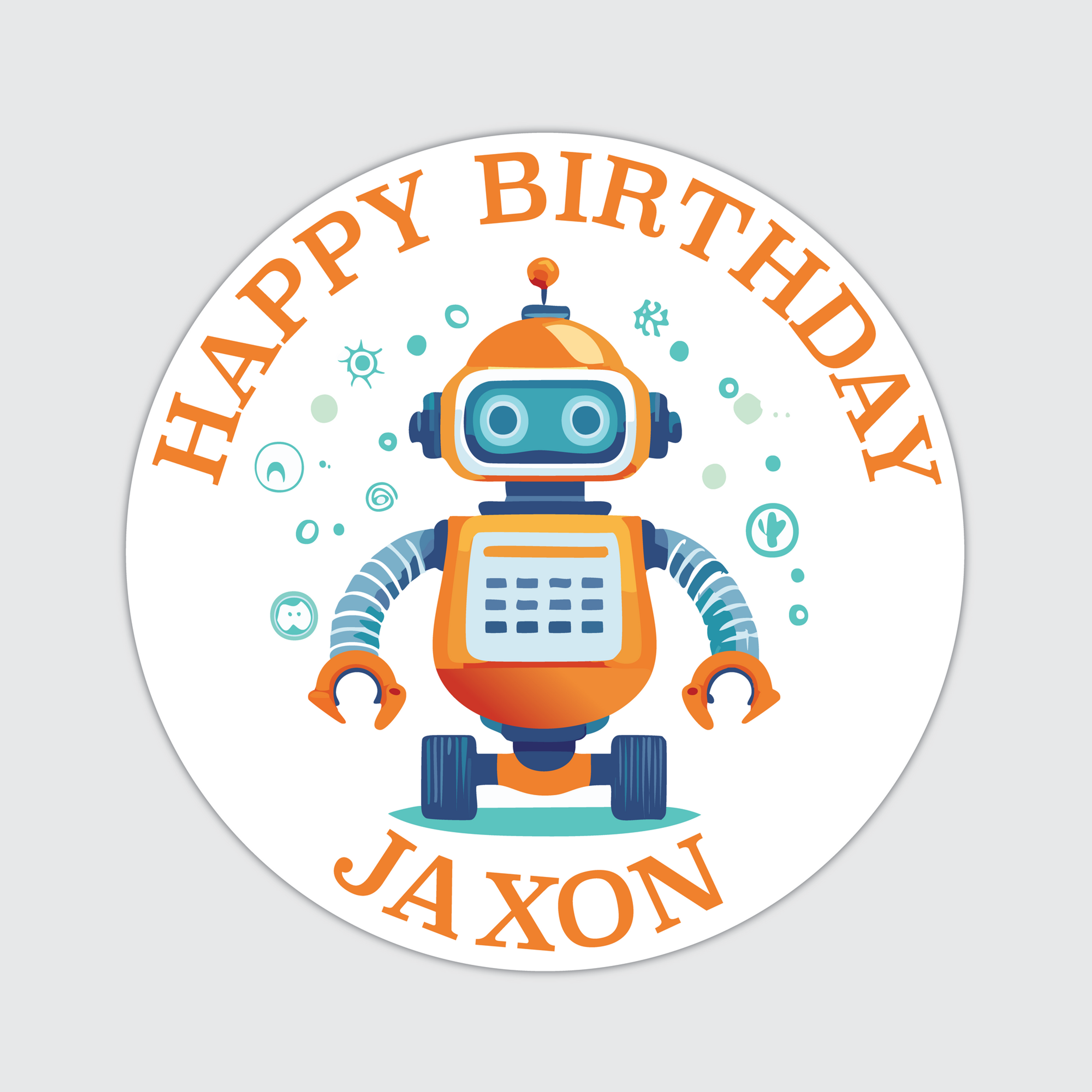 Personalised Robot Present Gift Tag Sticker *Pack of 24*