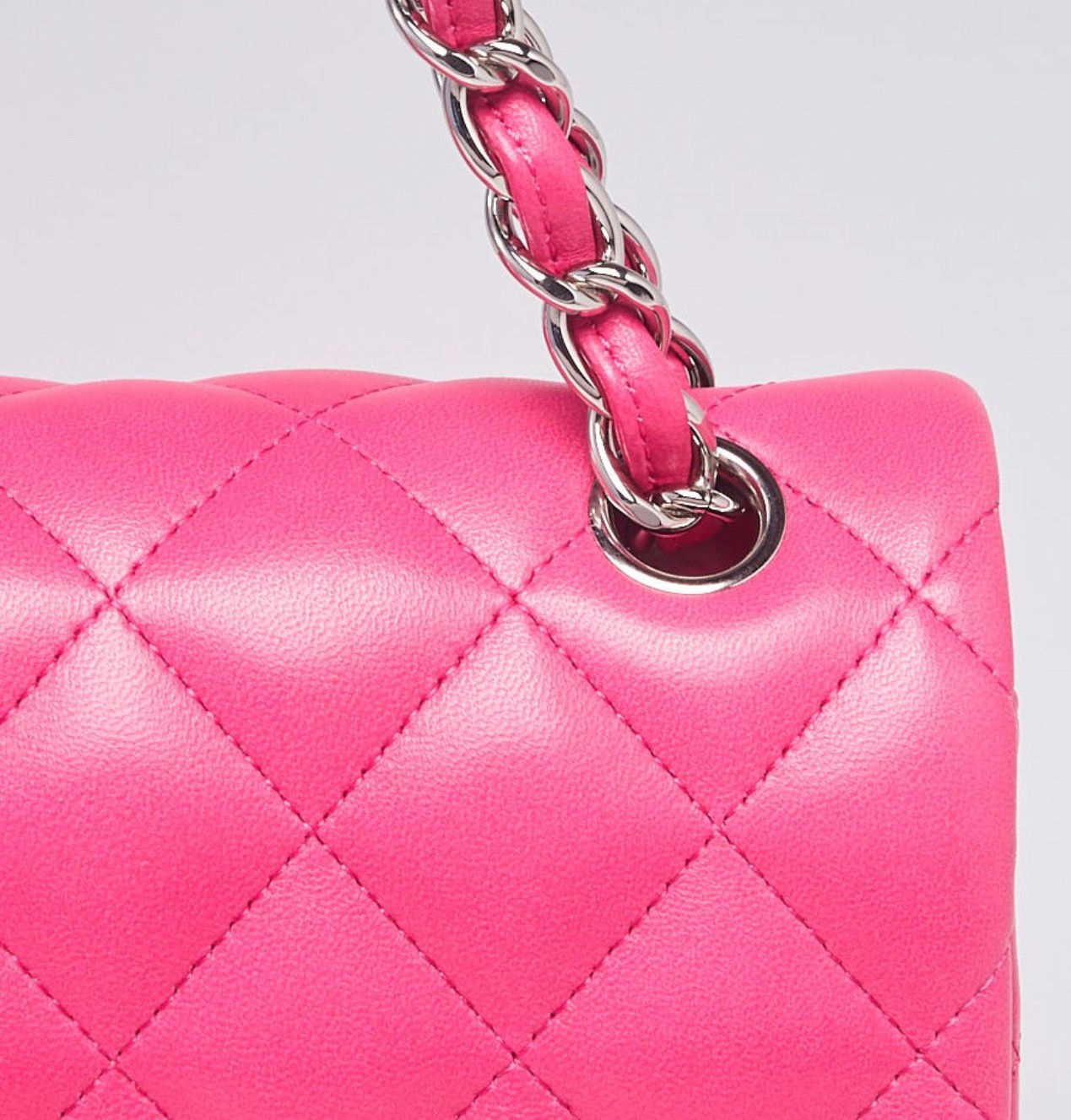 Dark Pink Quilted Lambskin Leather Classic meduim Double Flap Bag
