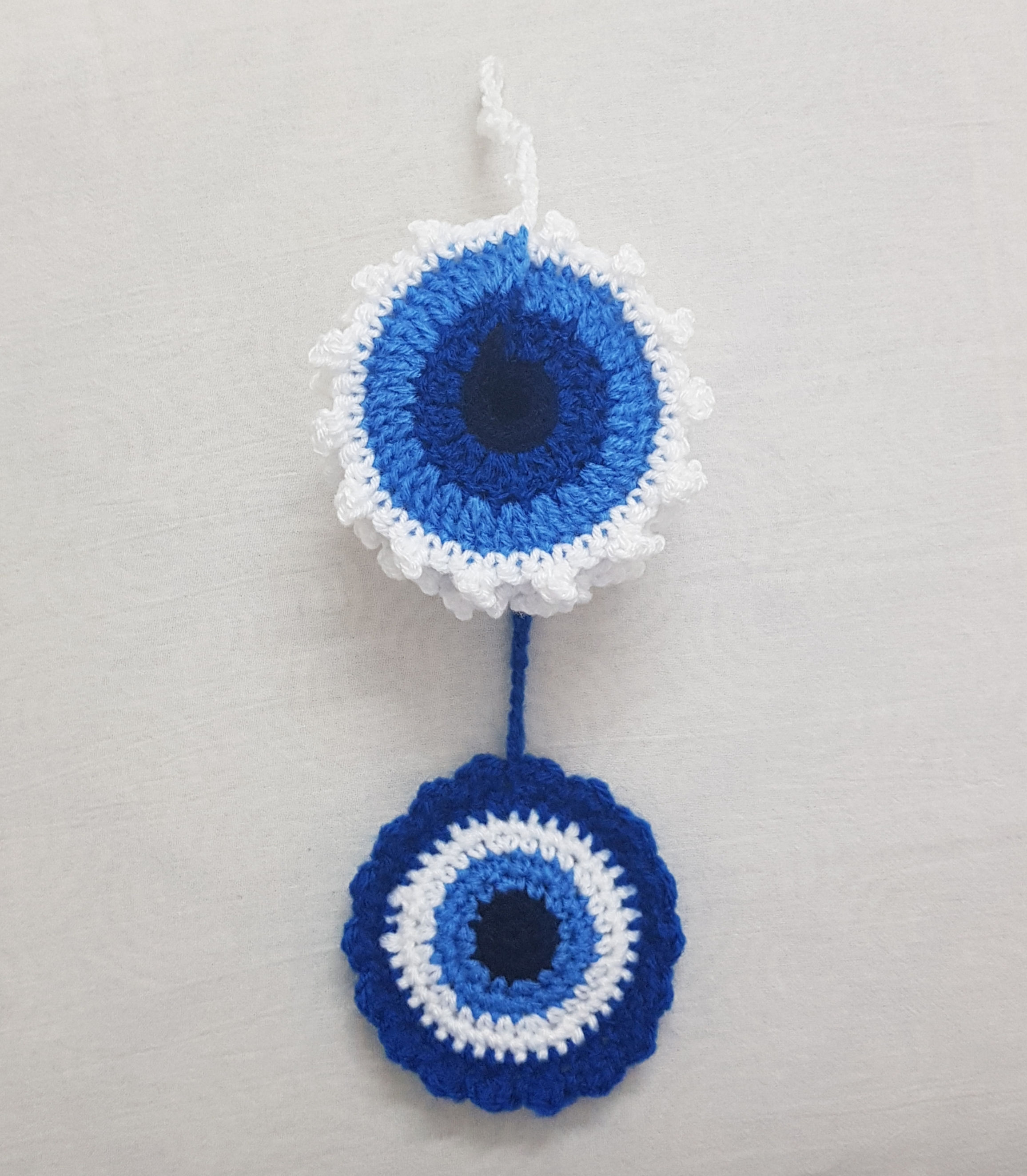 Evil eye coloured wind spinner top view