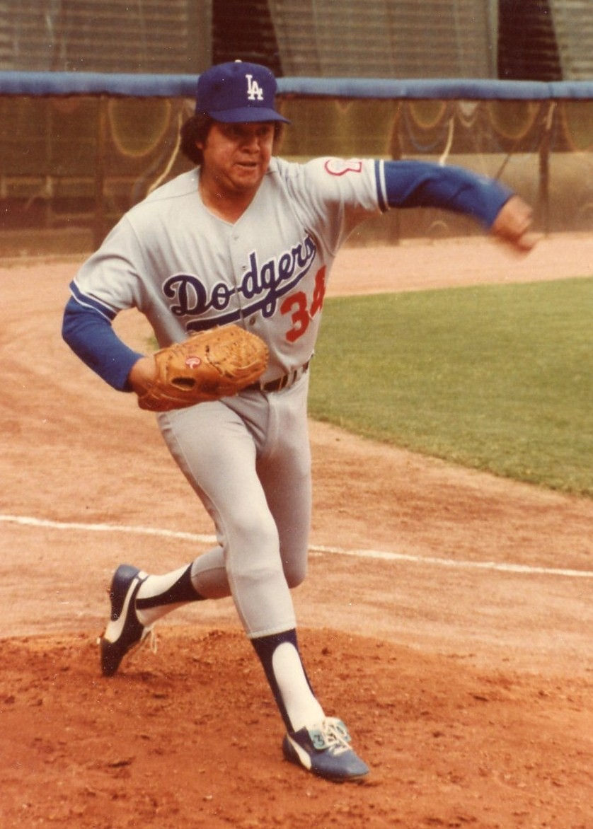 Fernando Valenzuela warming up. Photo credit: Jim Accordino