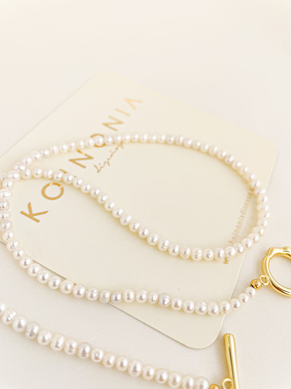 Miniatura: COLLAR PERLA NATURAL CHICA - BROCHE / Oro lamino de 18k