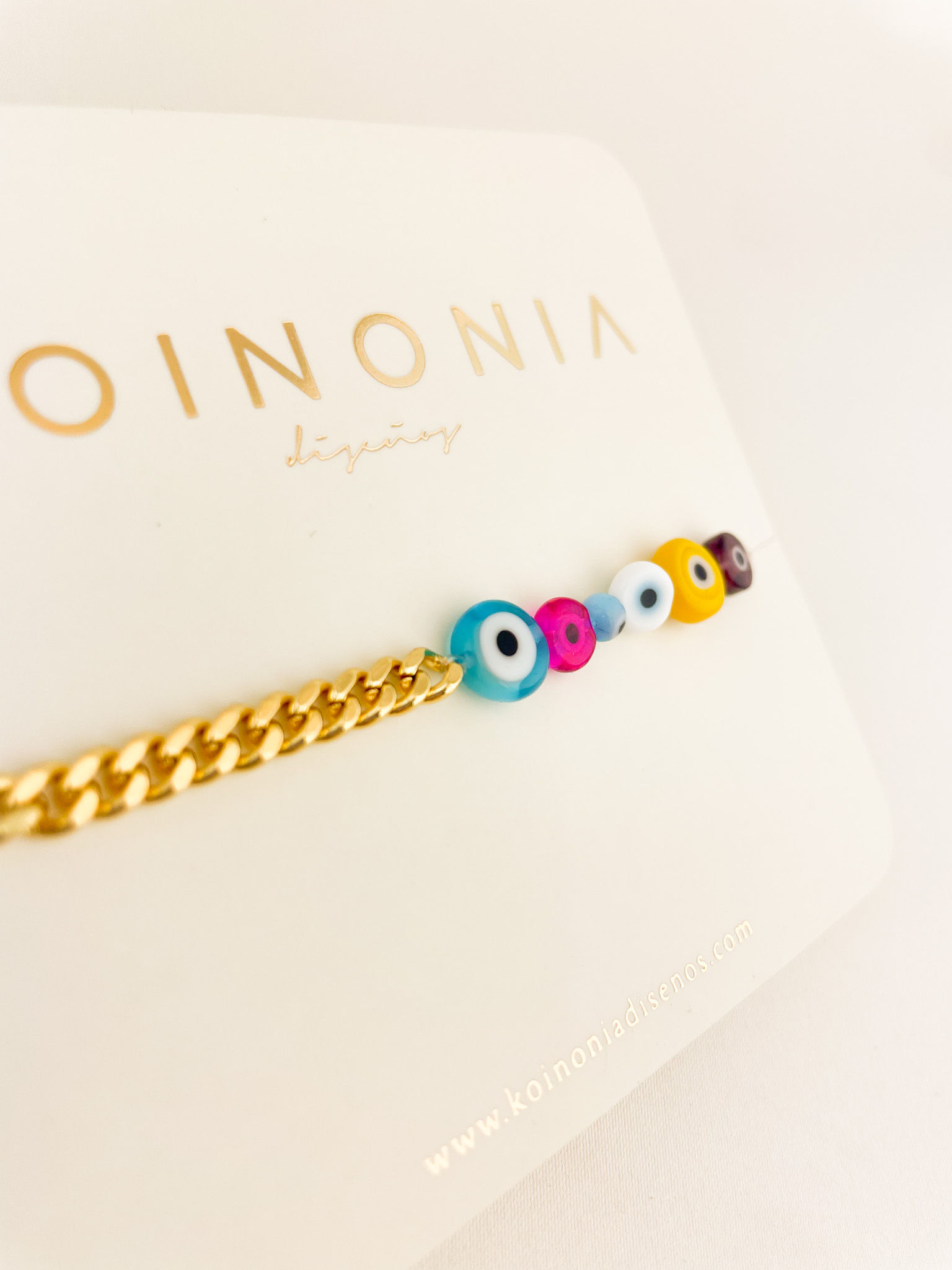 PULSERA MIX DE OJOS/ ORO LAMINADO