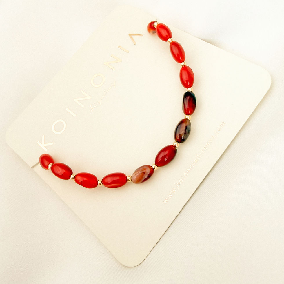 Miniatura: COLLAR PAOLA 15 JADE ORANGE / Oro laminado