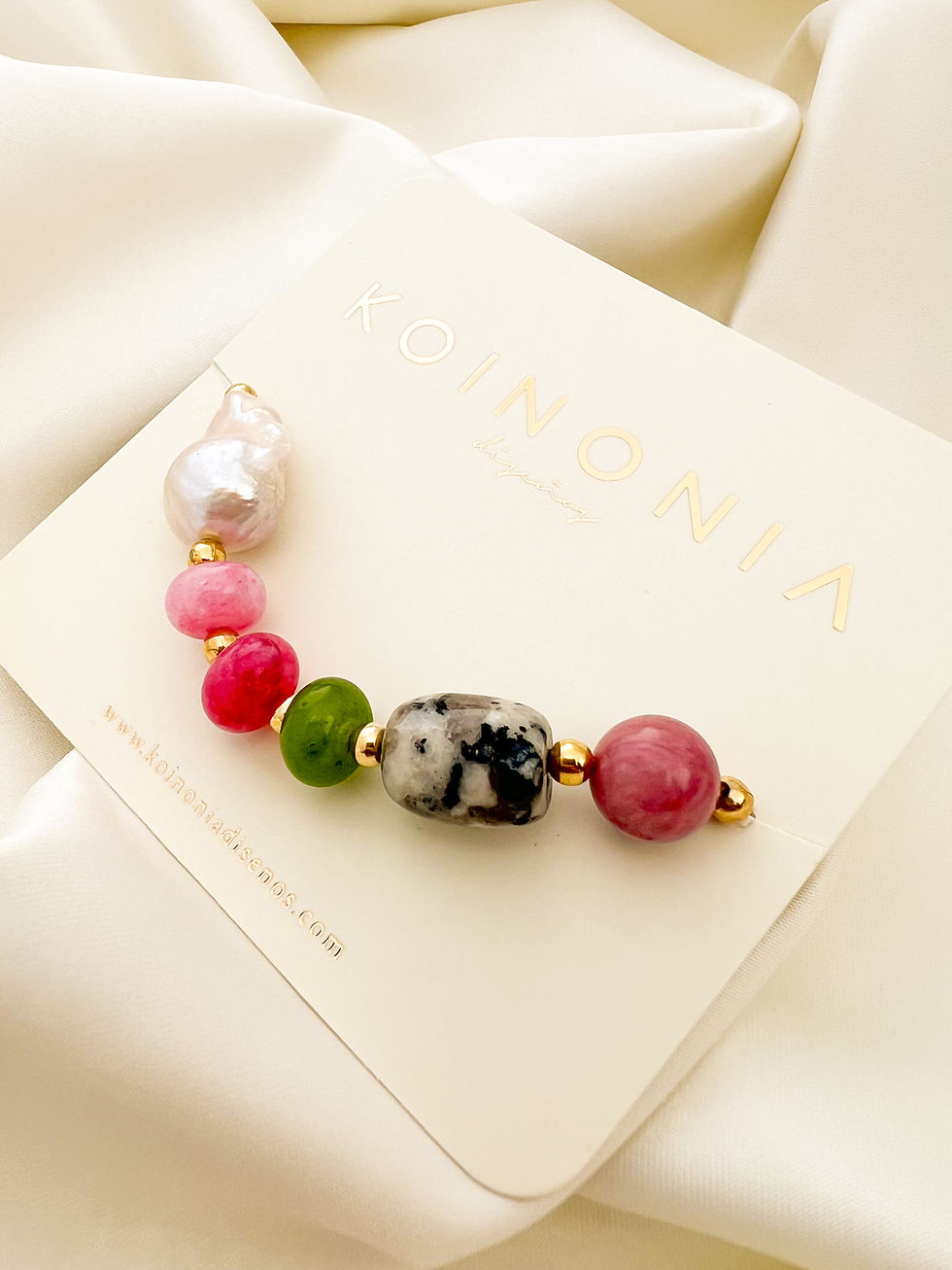 Miniatura: PULSERA MIX GEMAS Y PERLAS  - ORO LAMINADO