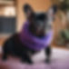 black french bulldog has purple and blue scarf on.jpg