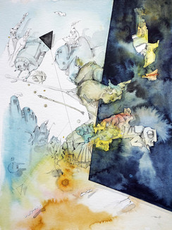Peer Kriesel Überblendung 2020 Mischtechnik auf Papier 40 x 30 cm