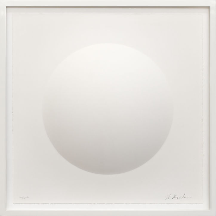 White square minimal artwork with round shape by Ralph Kerstner