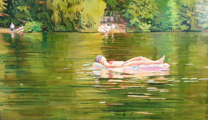 Cameron Rudd: Still waters...2016 Öl auf Leinwand 80 x 140 cm