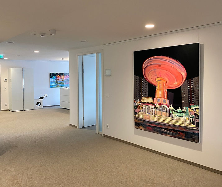 Mietkunst Konzept für Büro mit Kunst von Cameron Rudd