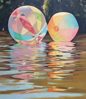 Buntes Gemälde mit Wasserbällen auf See