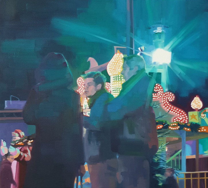 Cameron Rudd: Green lights study 2014 Öl auf Leinwand 44 x 49 cm