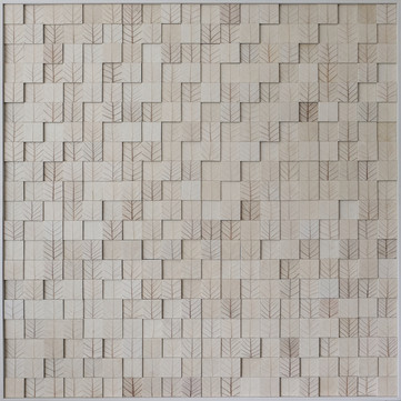 Schlieder Contemporary_Hilde Trip_Down to Earth_2021_Ficusblaetter auf Holz _100x100cm_kle