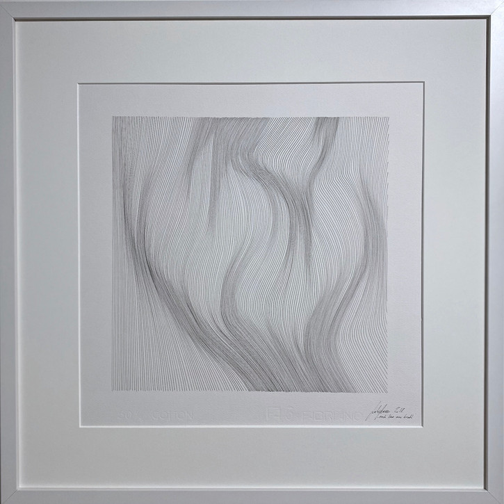 John Franzen Each Line one Breath 2018 Fineliner auf Papier 60 x 60 cm - gerahmt -