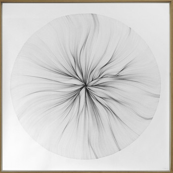 Große minimalistische Zeichnung mit Kreis und Wellenlinien